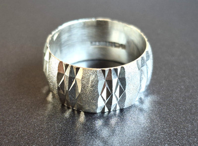 Vintage 925 Sterling Silber Diamantschliff Ring Gr. Q 1/2 Punze Birmingham 1979