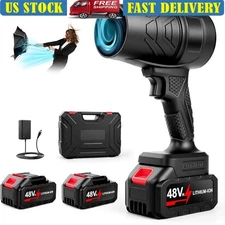 Cordless Leaf Blower Handheld Battery Powered Adjustable Speed Lightweight Black