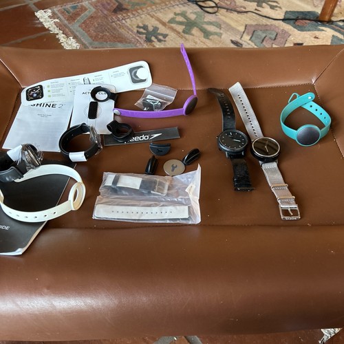 Lot of 4 Smart Watches Misfits Fitness All Untested Also New Watch Bands, Parts