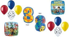 Paw Patrol Chase Dog 3rd #3 11 Piece Birthday Party Mylar Latex Balloons Bouquet