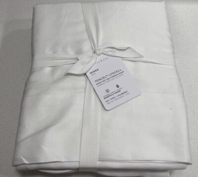 New Pottery Barn Queen Size White Tencel Lyocell Sheet Set