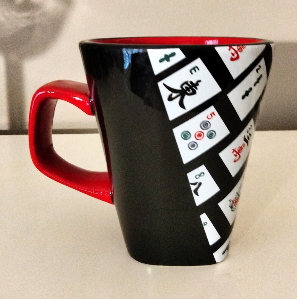 Mah Jongg Mah Jong Mahjong Coffee Mug Red & Black NEW