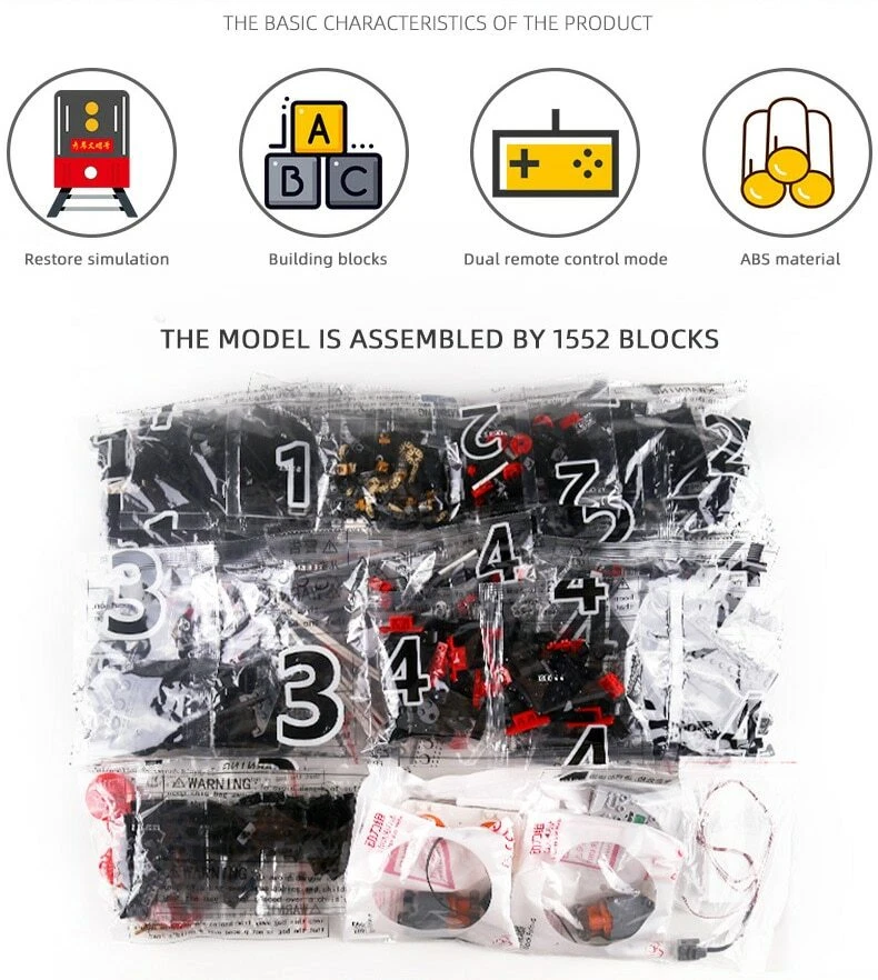 City High-tech Motorized QJ Class Steam Locomotive Electric Railway Train Buildi - Image 2 of 4