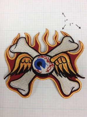 Von Dutch Flying Eyeball Crossed Bones Vintage Large Drag Racing Iron On Patch