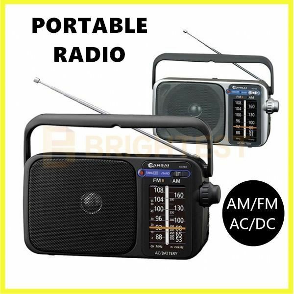 Portable AM/FM Radio Battery Powered AC/DC Earphone Plug Jack Speaker ...