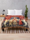 Lady and Unicorn Medieval Velveteen Plush Blanket, Throw Blanket, mille-fleurs