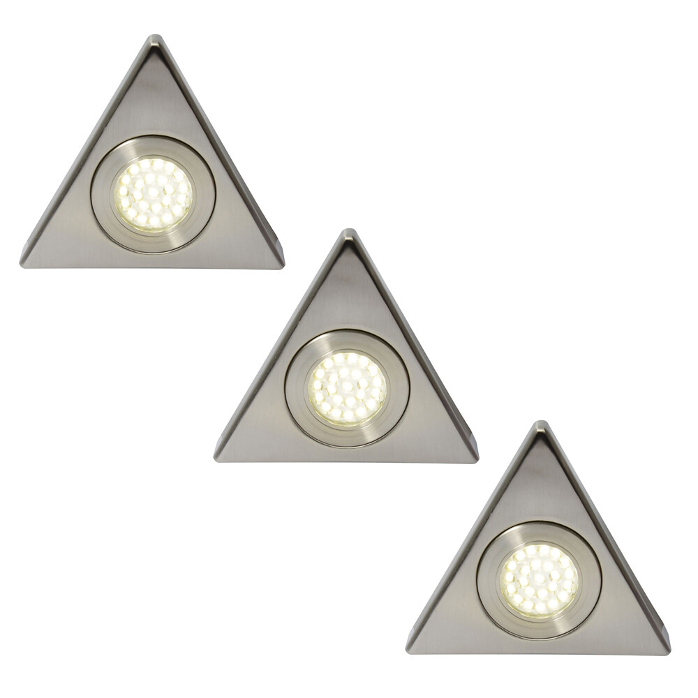 Litecraft Under Cabinet Lights Triangular 4000K LED in Nickel - 3 Pack Clearance