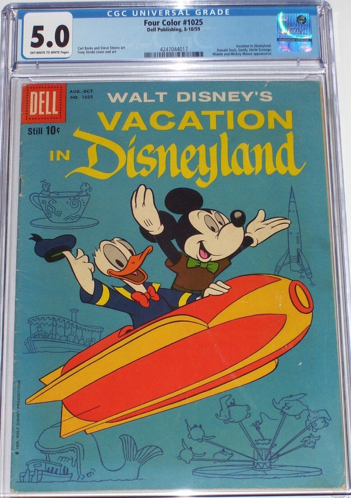Dell Four Color #1025 CGC 5.0 Aug-Oct 1959 Walt Disney's Vacation in Disneyland