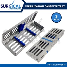 3 Trays Dental Sterilization Cassette Box Sterile 5 Instruments, Small Parts