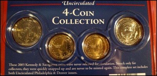 2003 Littleton Kennedy & Sacagawea 4-Coin Collection Uncirculated #K089 - Picture 4 of 4
