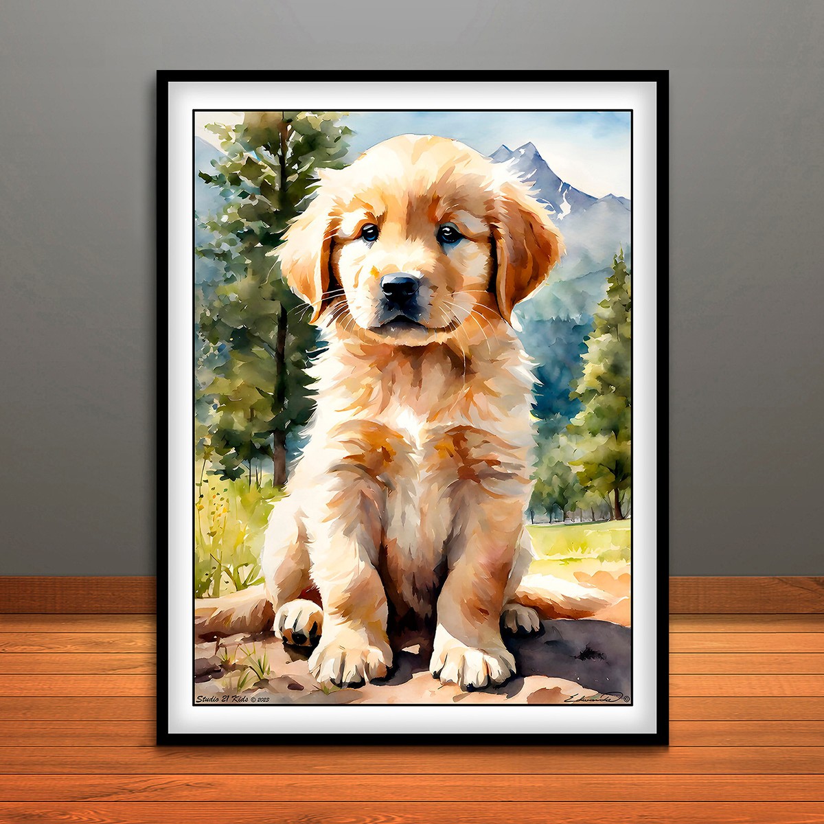 Art Golden Retriever Painting Easy Colorful Golden Retriever Wall