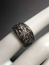 3569 Vintage oxidized sterling silver 925 scroll dome band ring 4 grams sz 6