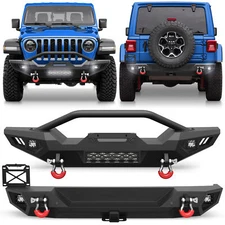 Steel Front &Rear Bumper Fits 2018-2025 Jeep Wrangler JL with LED Lights &D-ring