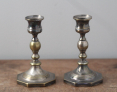 Vintage Baldwin Brass Silver Candlestick Holders 5 