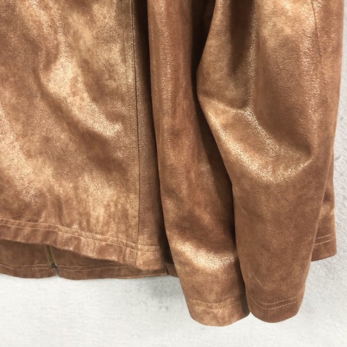 Alfred Dunner Jacket Women 24W Plus Size Brown Metallic Quilted Faux Suede Vegan - Picture 16 of 21