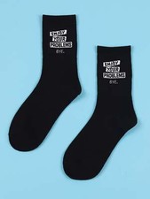 Black Crew Socks Enjoy Your Problems Silly Socks for Men Funky Socks Funny Socks