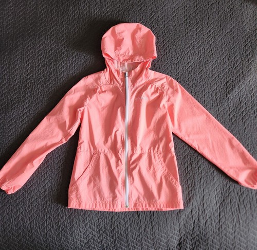 Columbia Girls Full Zip Lightweight Hooded Windbreaker Jacket Size M (10/12) - Picture 10 of 22