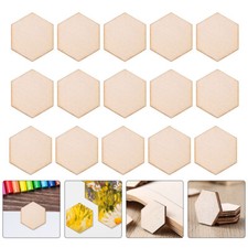 100Pcs Wood Slices Hexagon Shape Unfinished Wood Pieces Crafts Making Slices