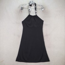 Y2K LOFT Womens Dress Size 2 Black Stretch Halter Keyhole Sexy A Line Micro Mini