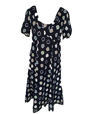 Adini 100% Baumwolle Kleid gefüttert Kurzarm Rundhals mit Kragen Gr. XS