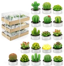 Lawei 18 Pack Cactus Tealight Candles - Handmade Delicate Succulent Mini Plan...