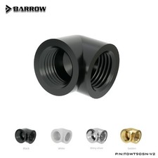 Barrow G1/4" Female to Female Extender Fitting, 90 Degree Angle Black White Gold