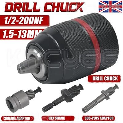 KHCY 1.5-13mm Heavy Duty Keyless Chuck Adaptor Conversion 1/4"Hex SDS Plus 1/2 Impact