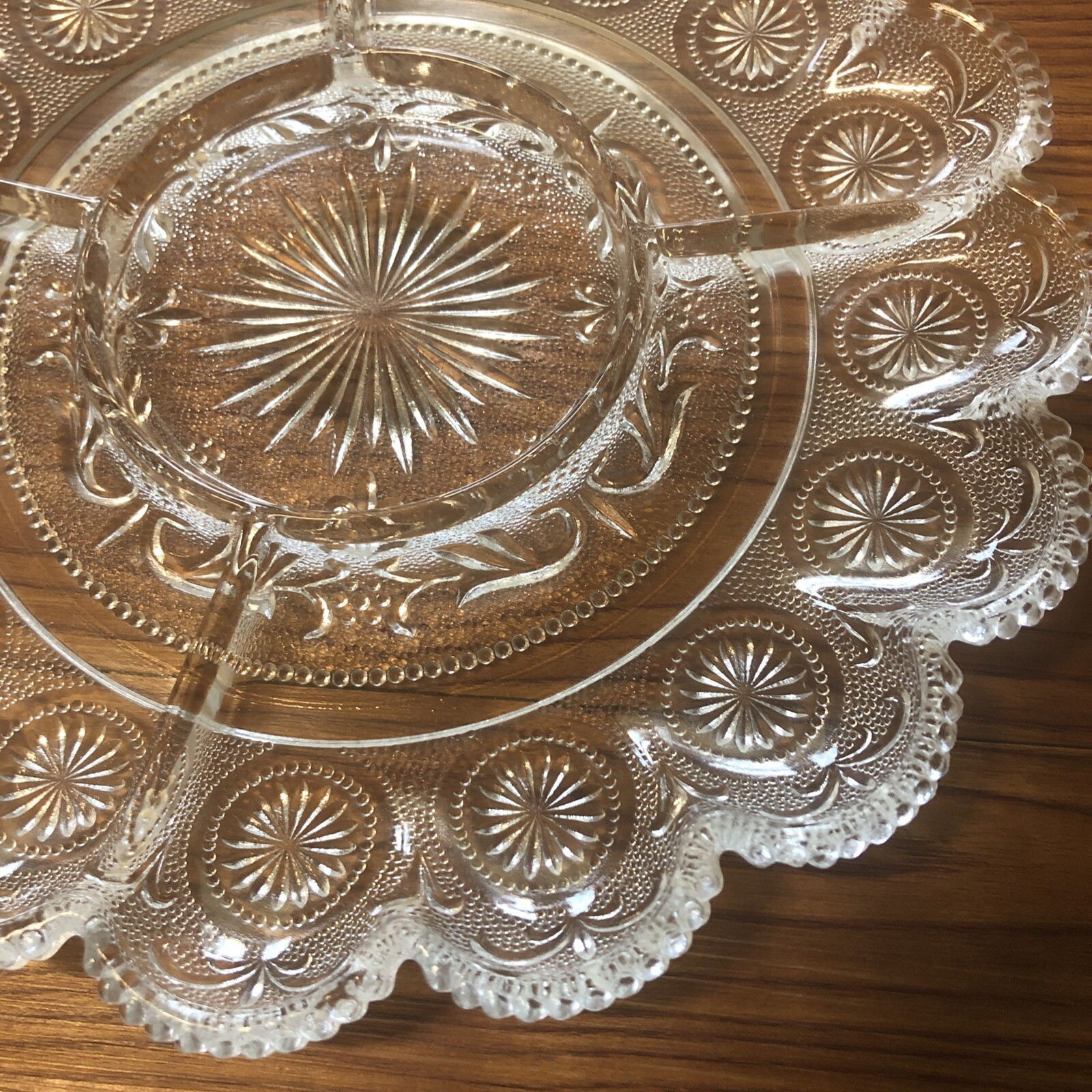 American Concord By Brockway Clear Glass Deviled Egg/Relish 5 Section