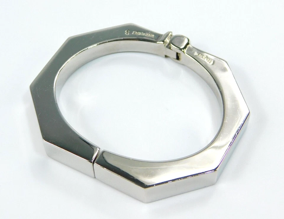 Vita Fede Italy S Silver Tone Sleek Octagonal Hinged Bangle Bracelet 1/4"W 6"L - Image 2 of 4