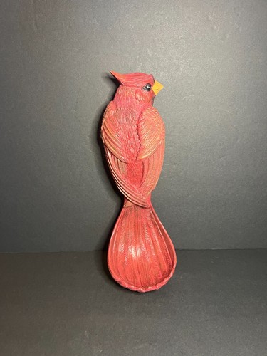Decorative Red Resin Outdoor Hanging Cardinal Bird Shaped Feeder Bowl 11.5"