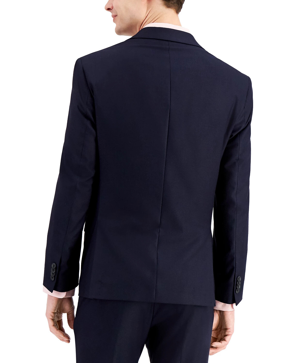Kenneth Cole Reaction Men's Slim Fit Suit 38S / 31 x 32 Navy Blue Techni-Cole