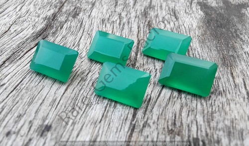 Natural Green Onyx Rectangle Shape Faceted Cut Wholesale Gemstones For Crafting - Picture 3 of 10