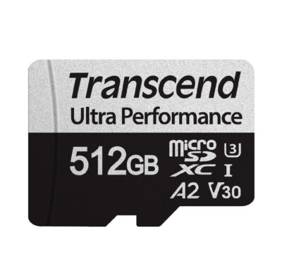 512GB Transcend 340S microSD UHS-I U3 A2 Ultra Performance Memory Card w/Adapter
