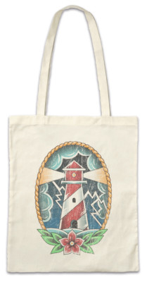 Lighthouse T-Shirt Beacon Roses Tattoo Sailor Sail Sailboat Skipper Never Sink