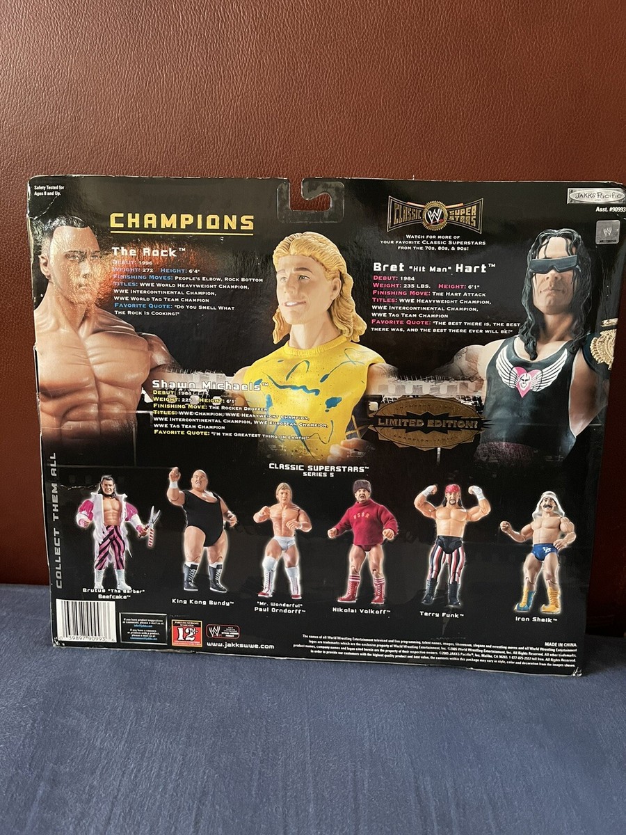 WWF WWE Classic Superstars Jakks 3 pack Champions Rock, Hart WWF WWE Classic Superstars Jakks 3 pack Champions Rock, Hart