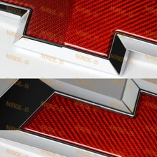 Red Carbon For 2022 - 2024 Chevy Silverado Front Grill & Tailgate Bow tie Emblem