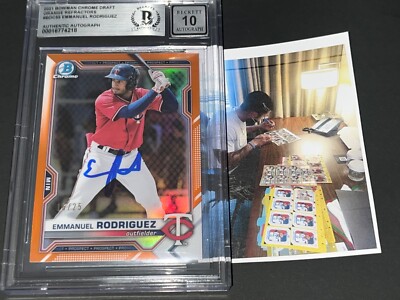 Emmanuel Rodriguez Twins SIGNED 2021 BOWMAN Orange Refractor BGS 10 | eBay