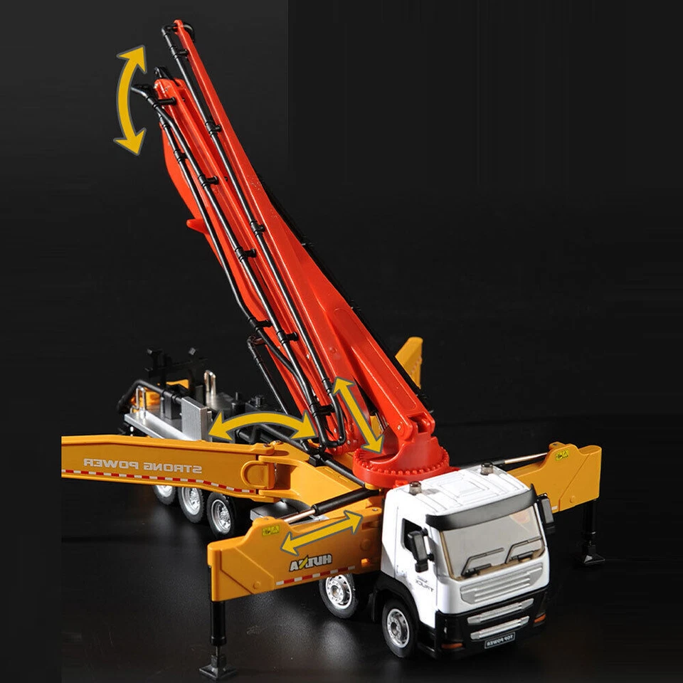 Camión bomba de hormigón juguete escala 1:50 camión de construcción modelo diecast juguetes para niños Foto 3 de 4