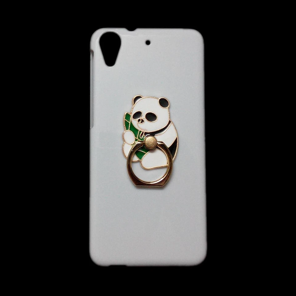 For Phones 3D Cute Panda Finger Ring Stand Holder White Back Hard Skin Case - Image 3 of 4