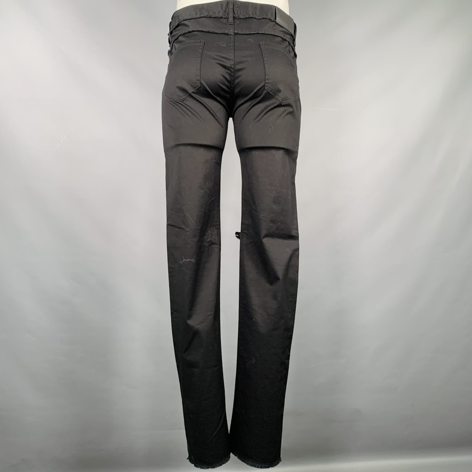 Distressed Thread CHRISTIAN DADA Size 36 Black Distressed Cotton Zip Jeans | eBay Australia
