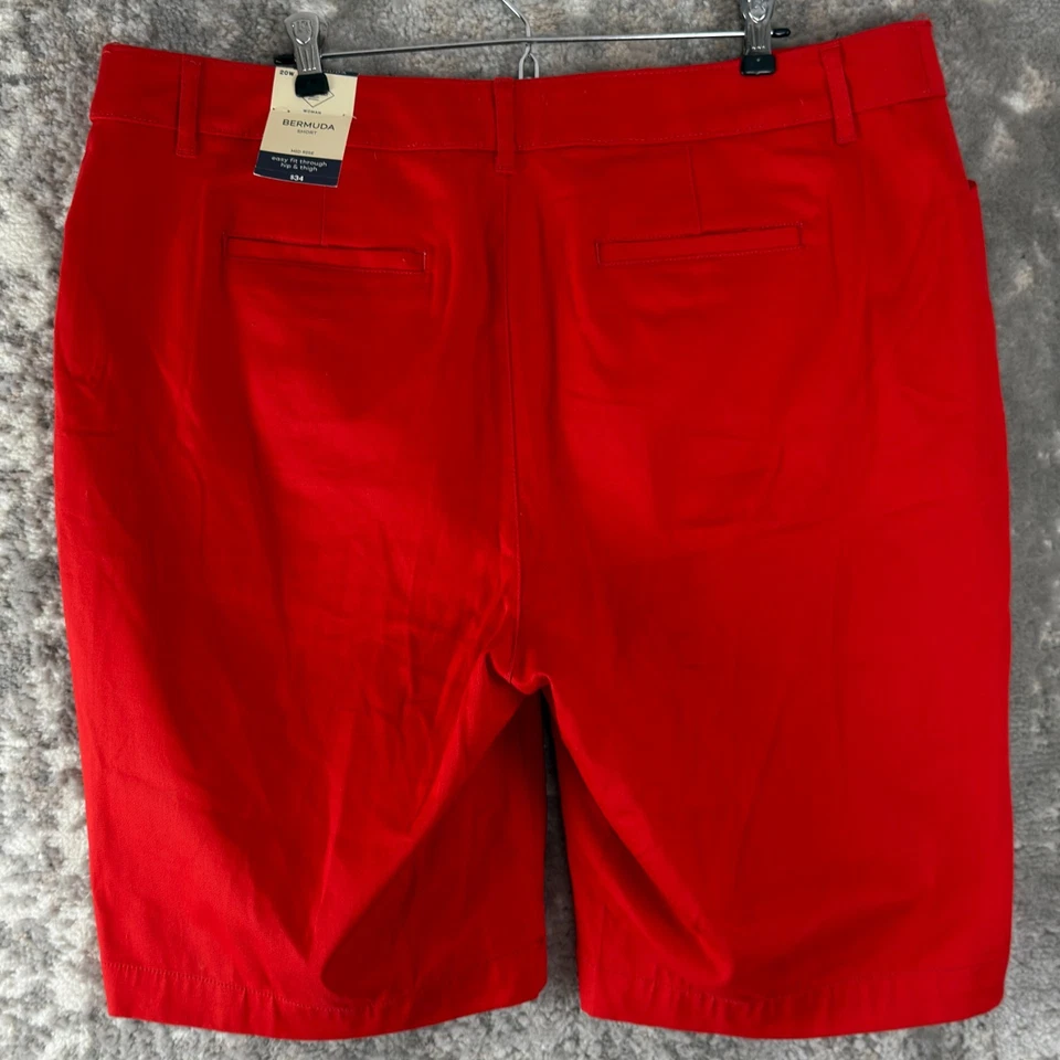 NUEVO Pantalones Cortos St Johns Bay Talla Grande 20W Tiro Medio Frente Plano Rojo Botón Cremallera Foto 4 de 4