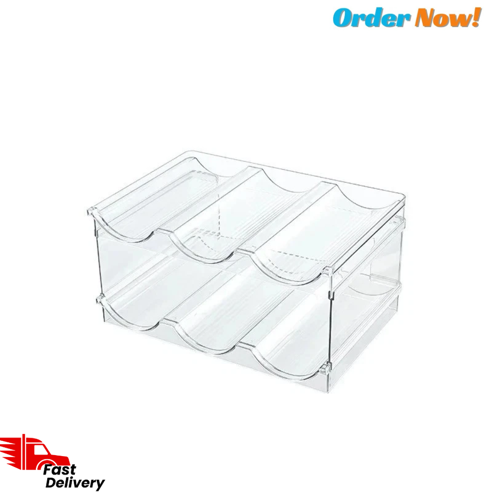 2 Tier Stackable Wine Rack Clear Plastic-Bottle Storage Rack Countertop ...