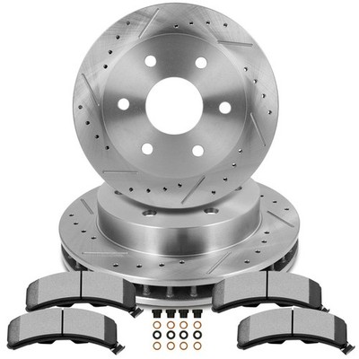 Front Brake Drilled & Slotted Rotors & Ceramic Pads For Chevrolet K1500 Pickup