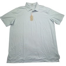 Peter Millar Polo Shirt Mens 2XL White Striped Summer Comfort Sun Protection