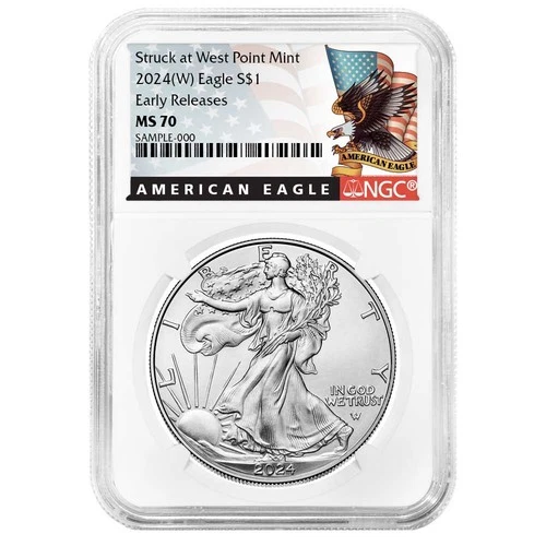 2024 (W) $1 American Silver Eagle NGC MS70 ER Black Label