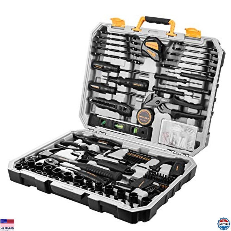 218-Piece Household Tool Kit, Auto Repair Set with Plier, Screwdriver & Case