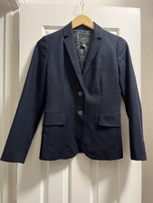 J.Crew navy blue blazer women s size 0 100 cotton 2 Button W/pockets Suit Coat