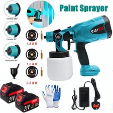 2 Battery Cordless Paint Sprayer Fence Wall Airless 21V HVLP 1000ML Spray Gun UK