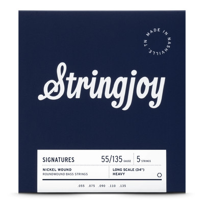 Stringjoy BA55135LS Vernickelte Bassgitarrensaiten 55-135 5-Str