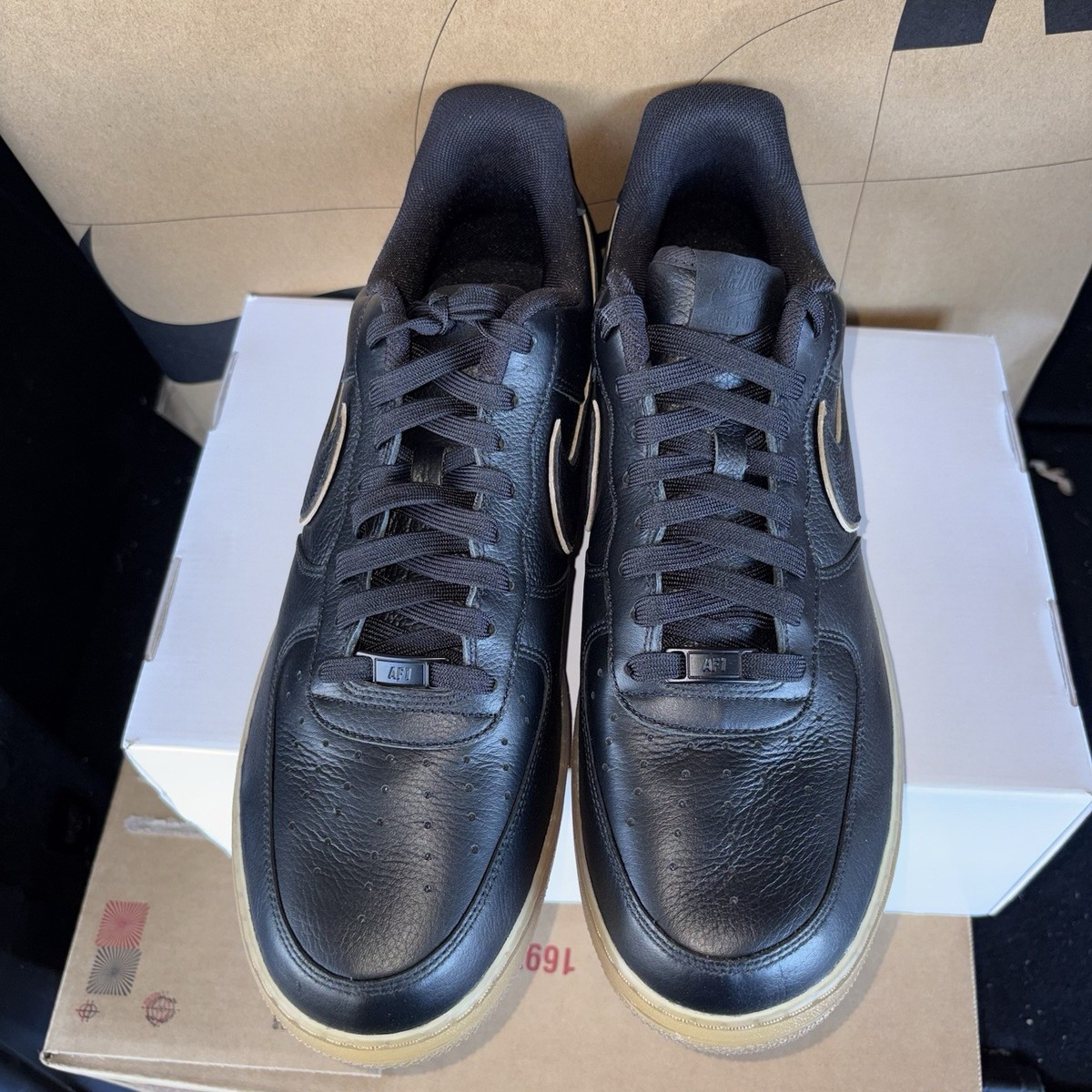 NEW Nike Air Force 1 Low By You HF0659-900 Leather Black Gold Gum